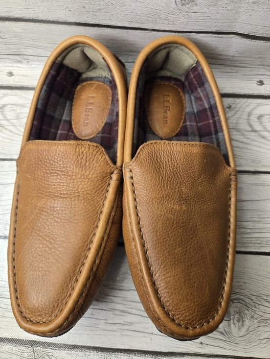 L.L. Bean Leather Slip On Loafers Men’s 8 Brown Moccasin Driving Shoes main image 5